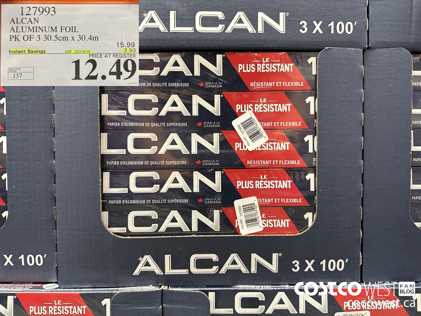 127993 ALCAN ALUMINUM FOIL PK OF 3 30.5cm x 30.4m ($3.50 INSTANT SAVINGS EXPIRES ON 2023-06-04) $12.49