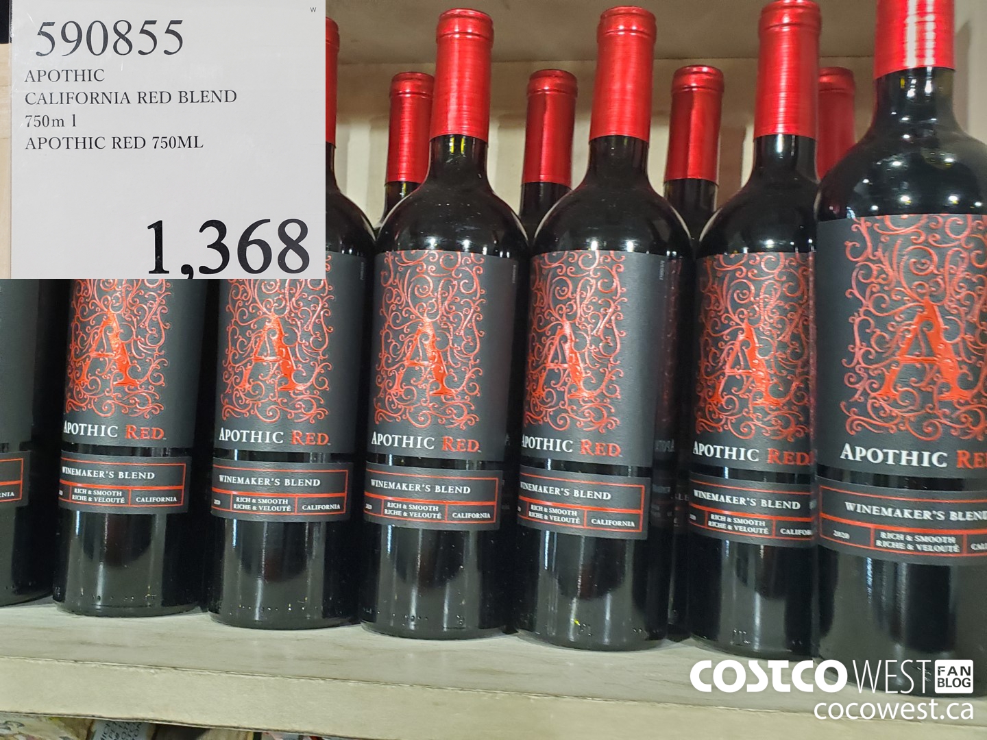590855 APOTHIC CALIFORNIA RED BLEND 750ML $1368.00