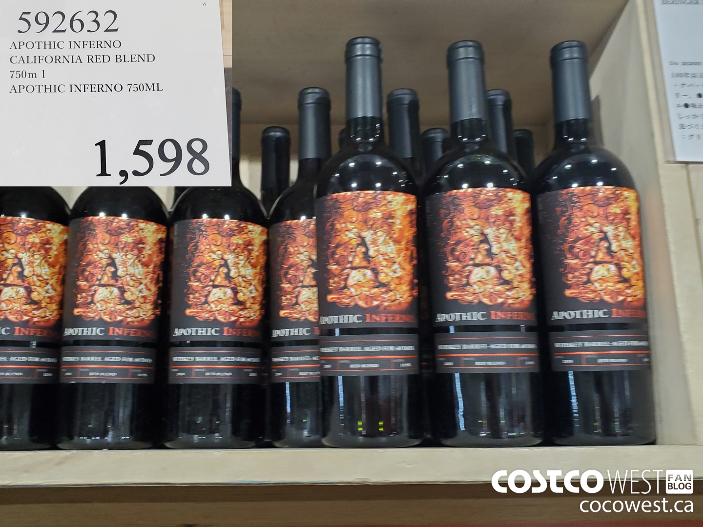 592632 APOTHIC INFERNO CALIFORNIA RED BLEND 750ML $1598.00