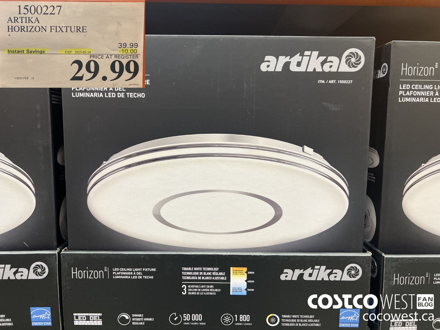 1500227 ARTIKA LED CEILING FIXTURE HORIZON  ($10.00 INSTANT SAVINGS EXPIRES ON 2023-05-14) $29.99