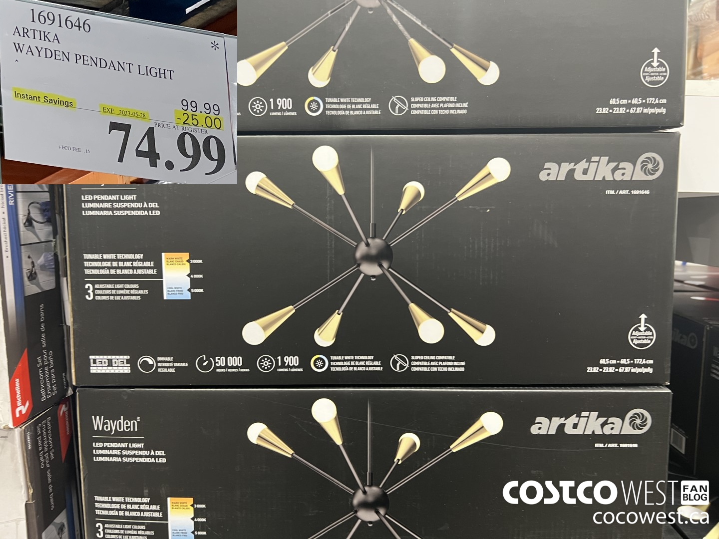 1691646 ARTIKA WAYDEN LED PENDANT LIGHT ($25.00 INSTANT SAVINGS EXPIRES ON 2023-05-28) $74.99