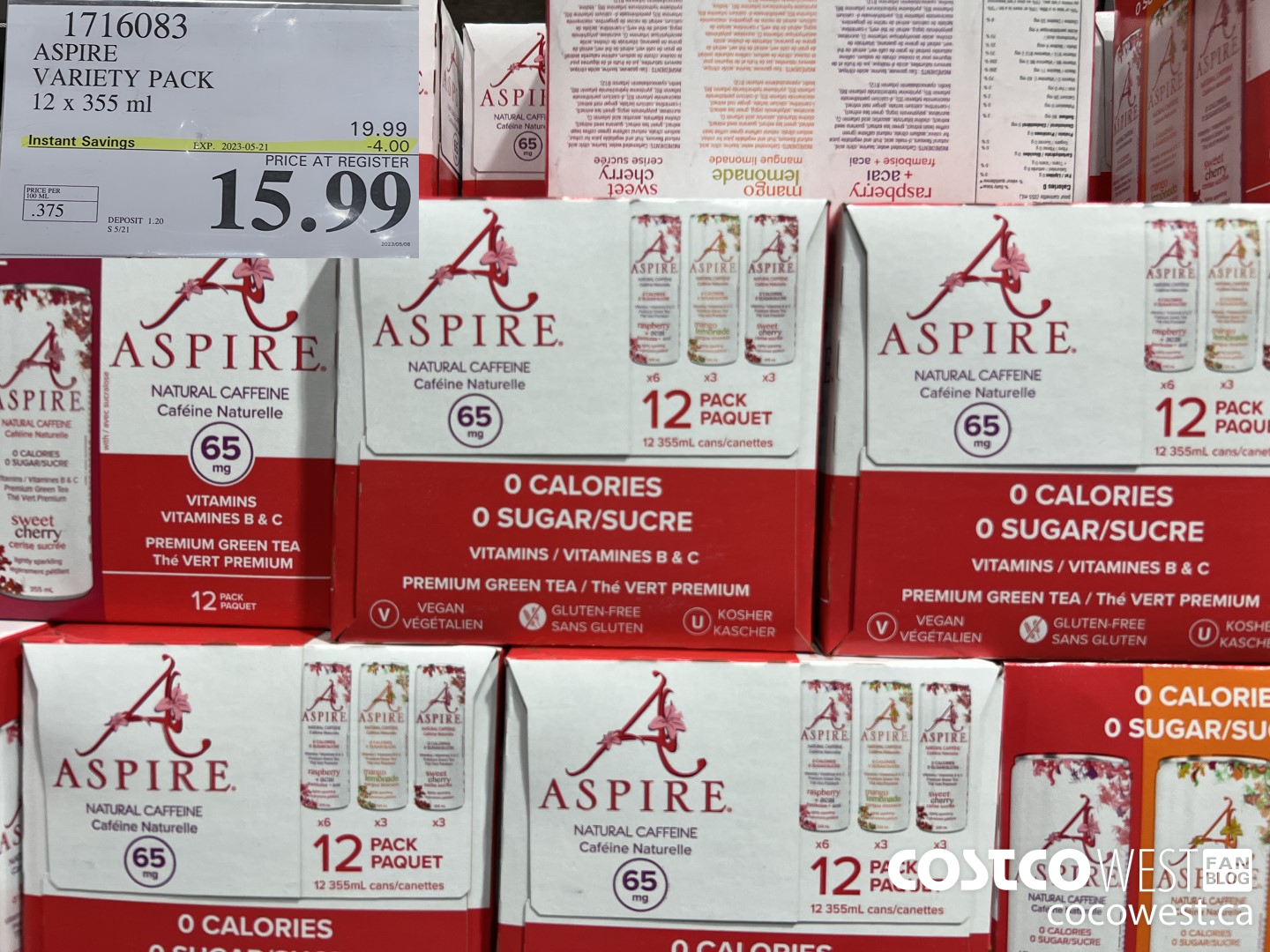 1716083 ASPIRE VARIETY PACK 12 X 355 ML ($4.00 INSTANT SAVINGS EXPIRES ON 2023-05-21) $15.99