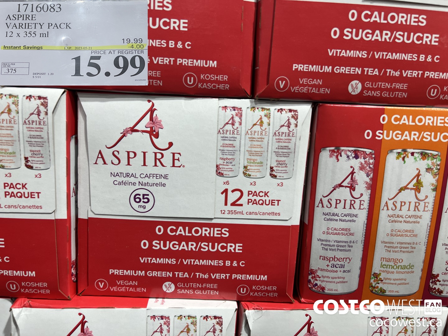 1716083 ASPIRE VARIETY PACK 12 X 355 ML ($4.00 INSTANT SAVINGS EXPIRES ON 2023-05-21) $15.99