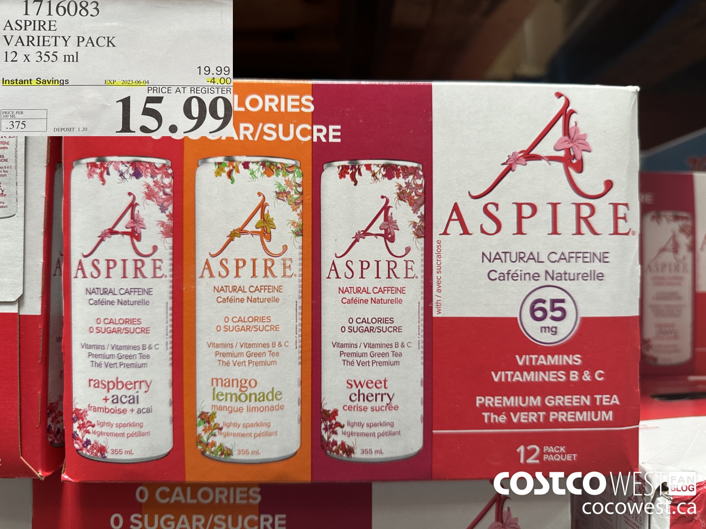1716083 ASPIRE VARIETY PACK 12 X 355 ML ($4.00 INSTANT SAVINGS EXPIRES ON 2023-06-04) $15.99
