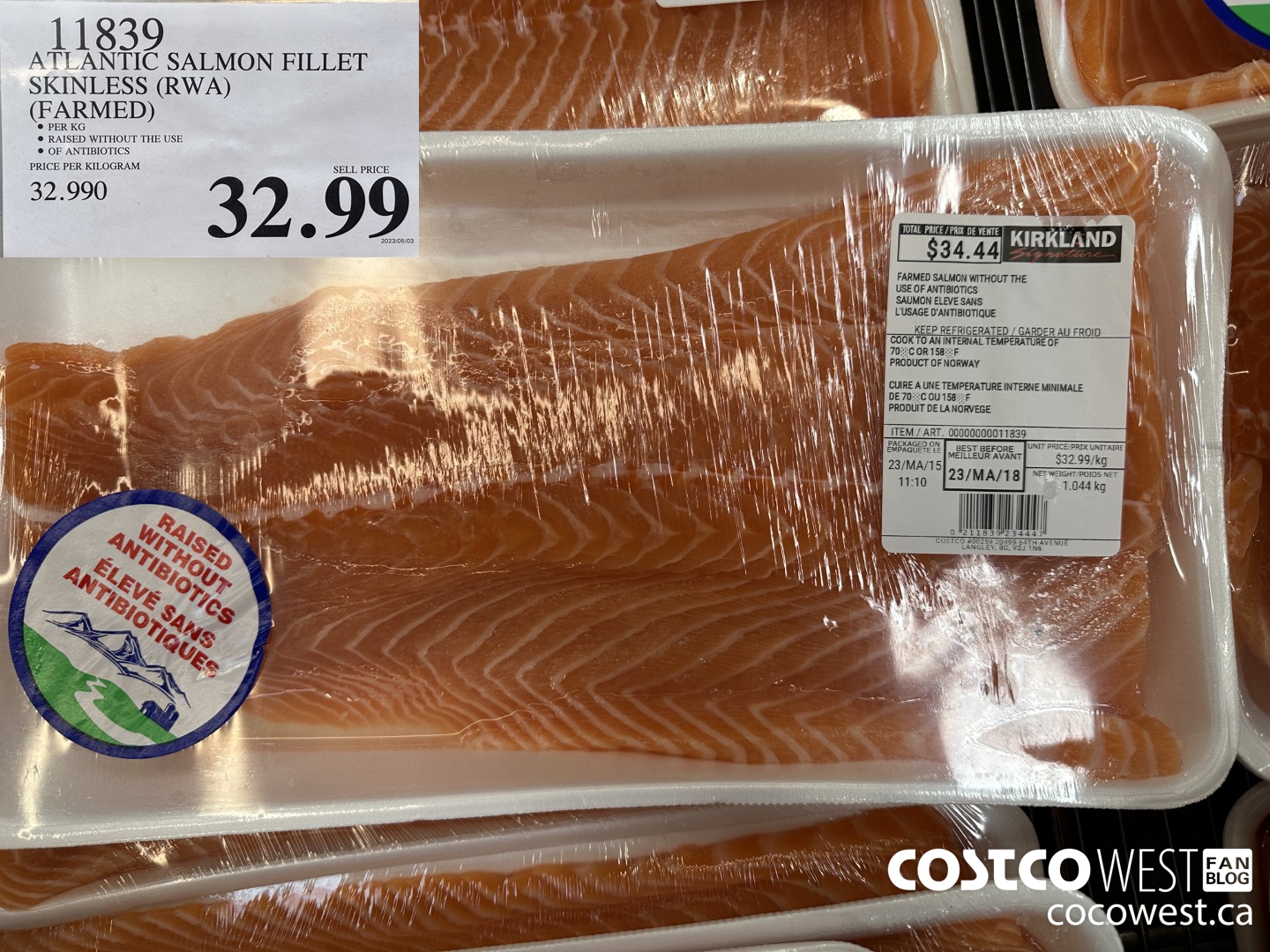 11839 ATLANTIC SALMON FILLET SKINLESS (RWA)(FARMED) $32.99