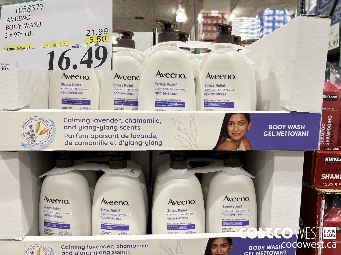 1058377 AVEENO BODY WASH STRESS RELIEF 2 X 975 ML ($5.50 INSTANT SAVINGS EXPIRES ON 2023-05-28) $16.49