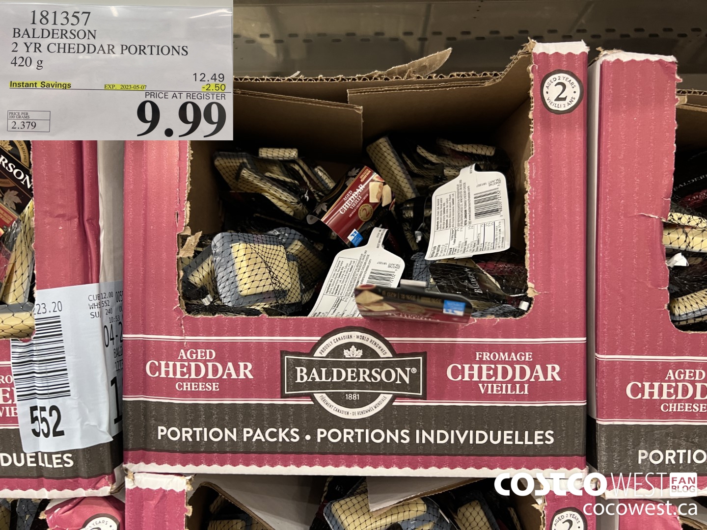 181357 BALDERSON CHEDDAR PORTIONS 20 X 21G ($2.50 INSTANT SAVINGS EXPIRES ON 2023-05-07) $9.99