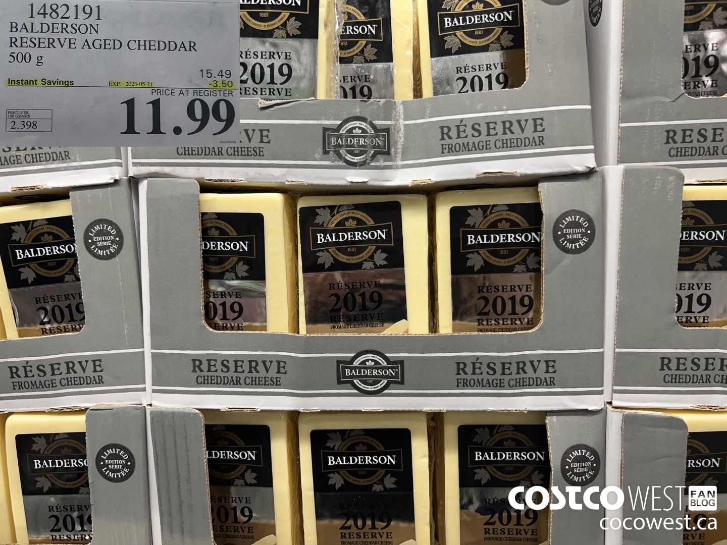 1482191 BALDERSON RESERVE AGED CHEDDAR 500 g ($3.50 INSTANT SAVINGS EXPIRES ON 2023-05-21) $11.99
