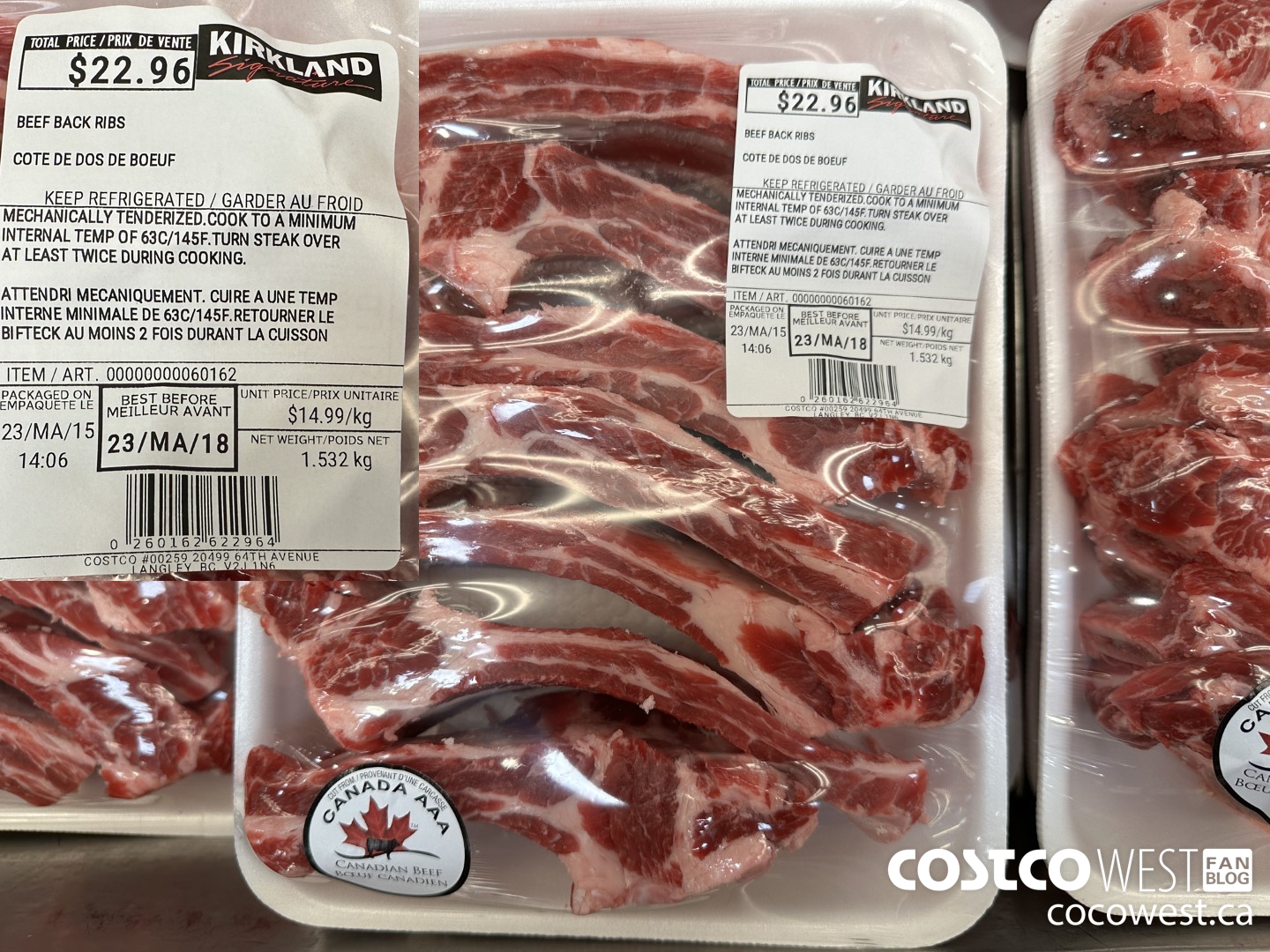 60162 BEEF BACK RIBS $14.99