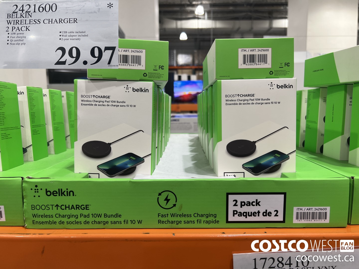 2421600 BELKIN WIRELESS CHARGER 2-PACK $29.97