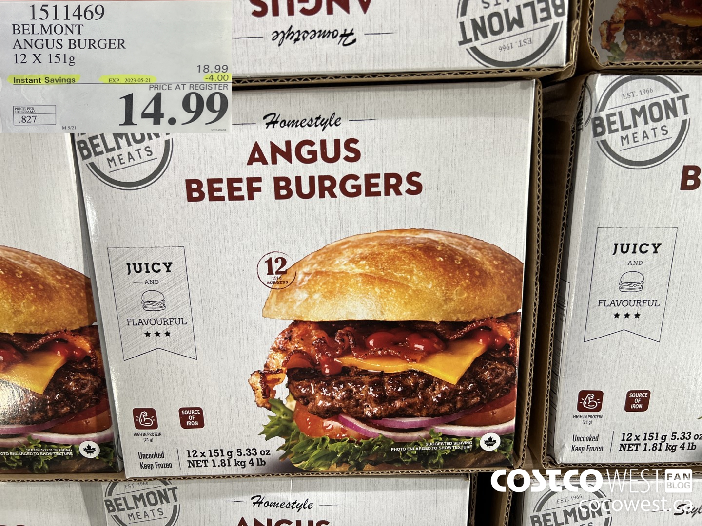1511469 BELMONT ANGUS BURGER 12 X 151 g ($4.00 INSTANT SAVINGS EXPIRES ON 2023-05-21) $14.99