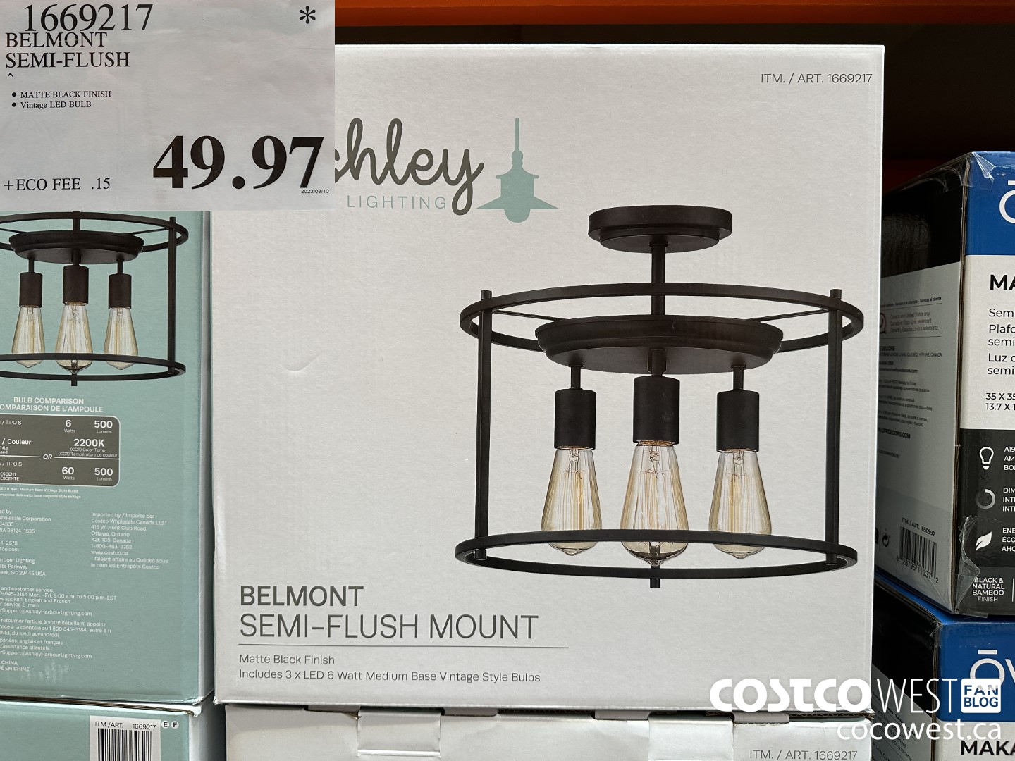 1669217 BELMONT SEMI-FLUSH 3 LIGHTS $49.97