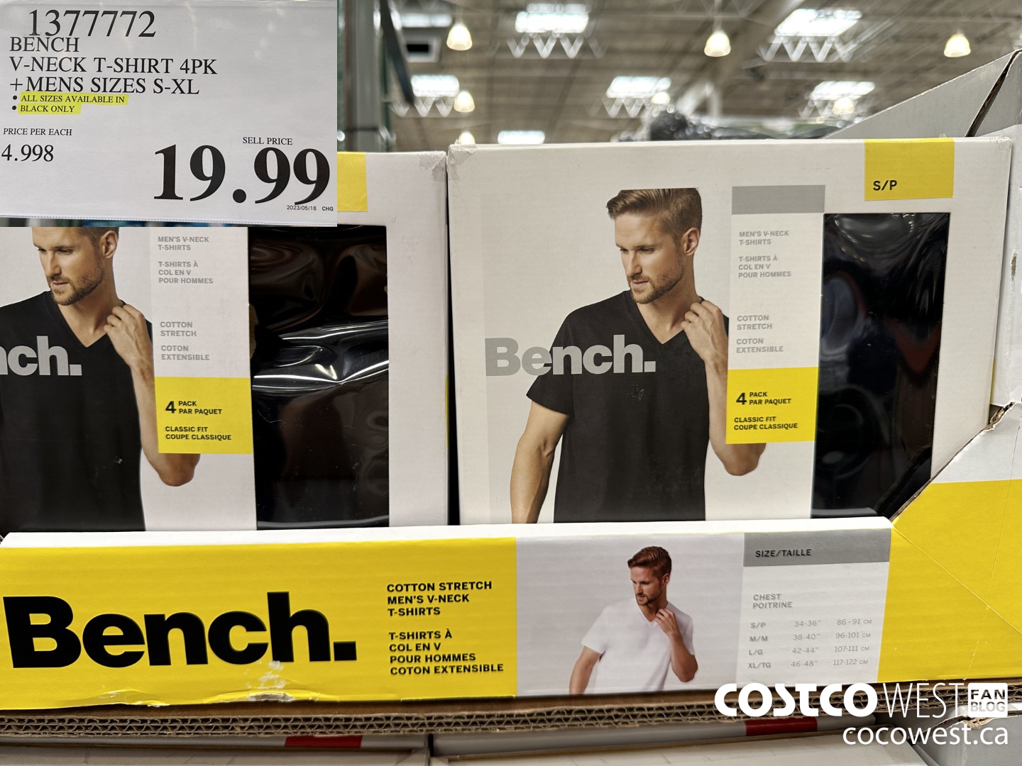 1377772 BENCH V-NECK T-SHIRT 4PK MENS SIZES S-XL $19.99