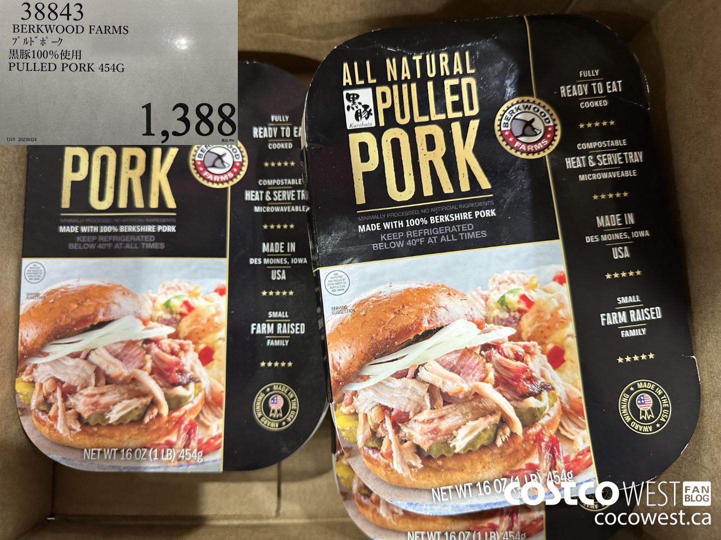 38843 BERKWOOD FARMS PULLED PORK 454G $1388.00