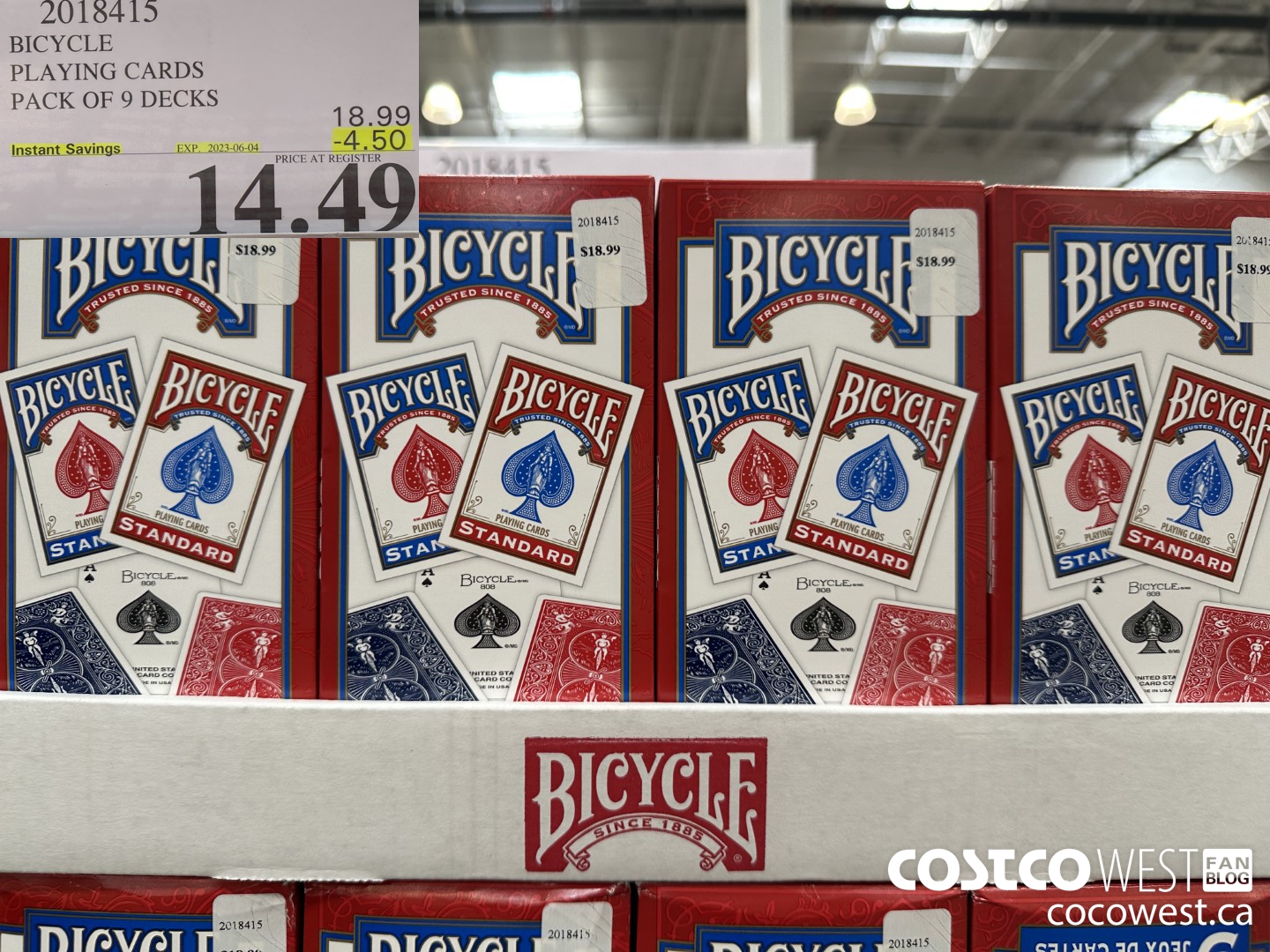2018415 BICYCLE PLAYING CARDS PACK OF 9 DECKS ($4.50 INSTANT SAVINGS EXPIRES ON 2023-06-04) $14.49