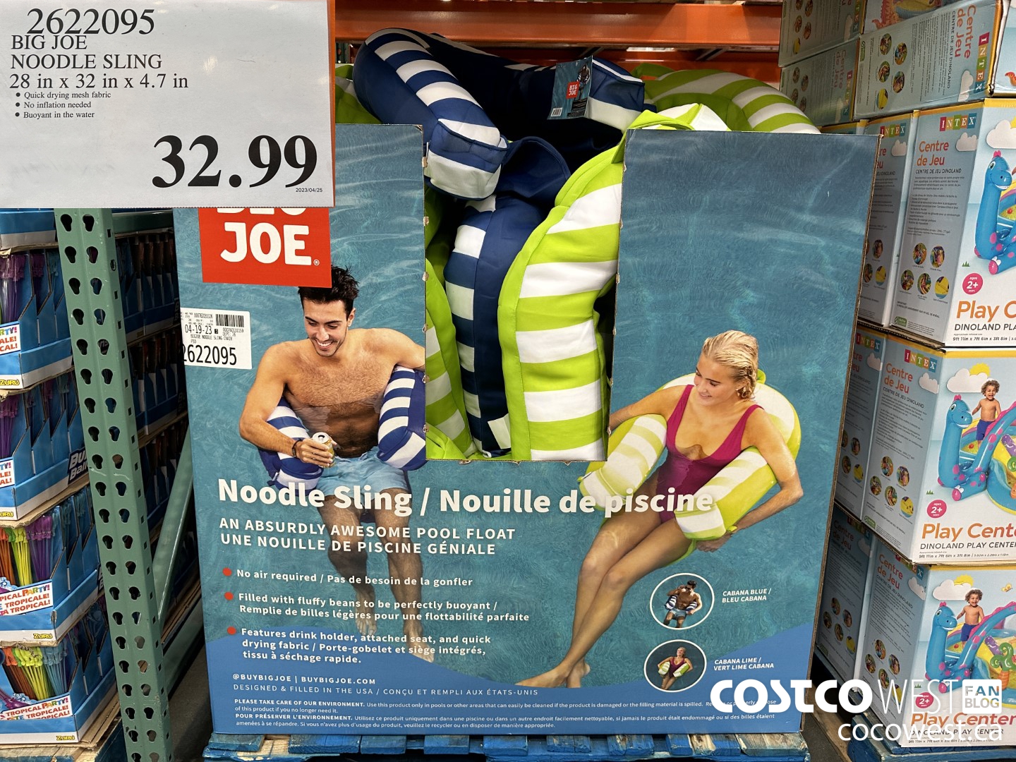 2622095 BIG JOE NOODLE SLING 28 IN X 32 IN X 4.7 IN $32.99