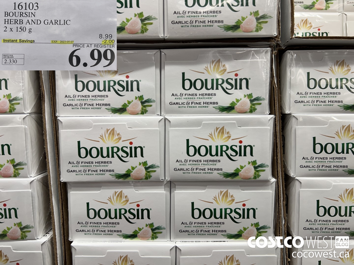 16103 BOURSIN HERB AND GARLIC 2 x 150 g ($2.00 INSTANT SAVINGS EXPIRES ON 2023-05-07) $6.99