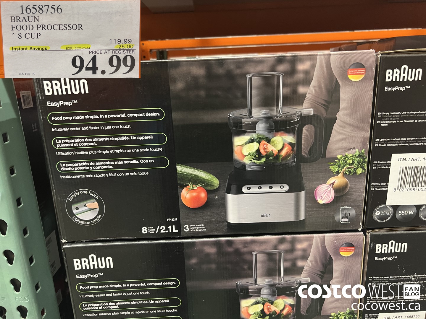 1658756 BRAUN 8 CUP FOOD PROCESSOR ($25.00 INSTANT SAVINGS EXPIRES ON 2023-05-14) $94.99