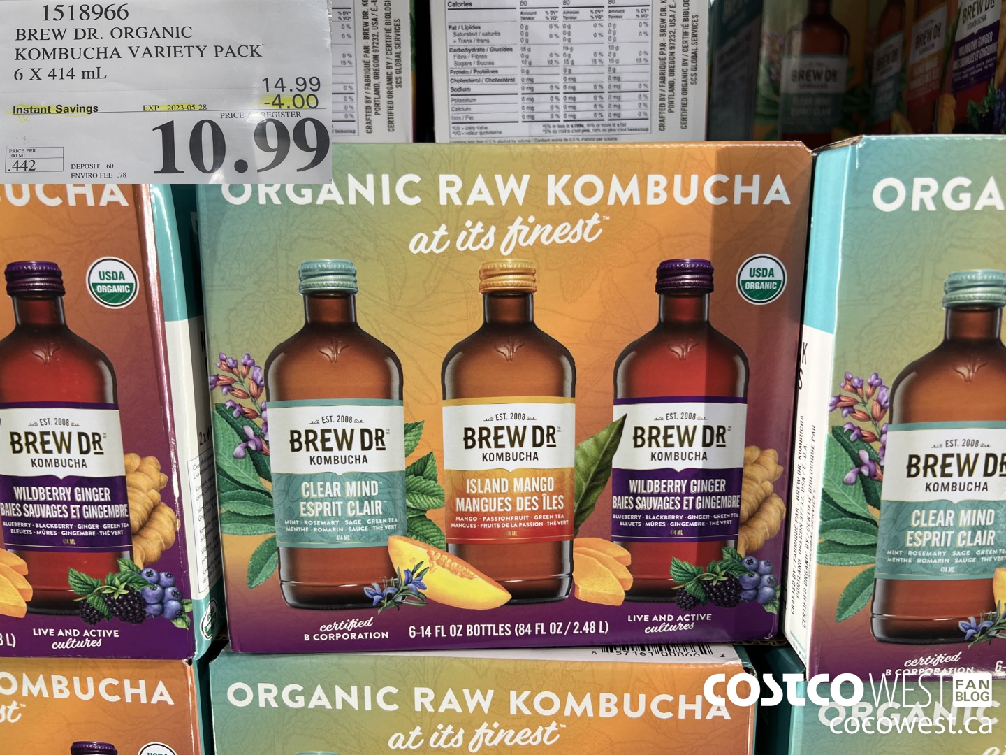 1518966 BREW DR. ORGANIC KOMBUCHA VARIETY PACK 6 X 414 mL ($4.00 INSTANT SAVINGS EXPIRES ON 2023-05-28) $10.99
