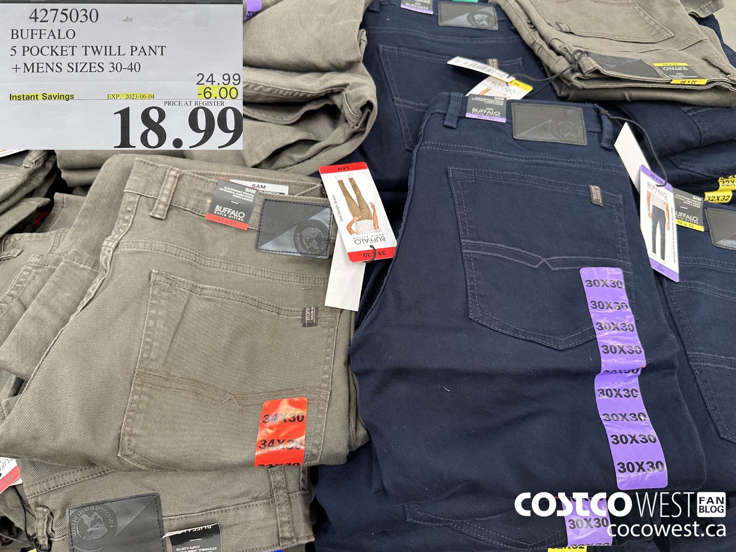 4275030 BUFFALO 5 POCKET TWILL PANT MENS SIZES 30-40 ($6.00 INSTANT SAVINGS EXPIRES ON 2023-06-04) $18.99