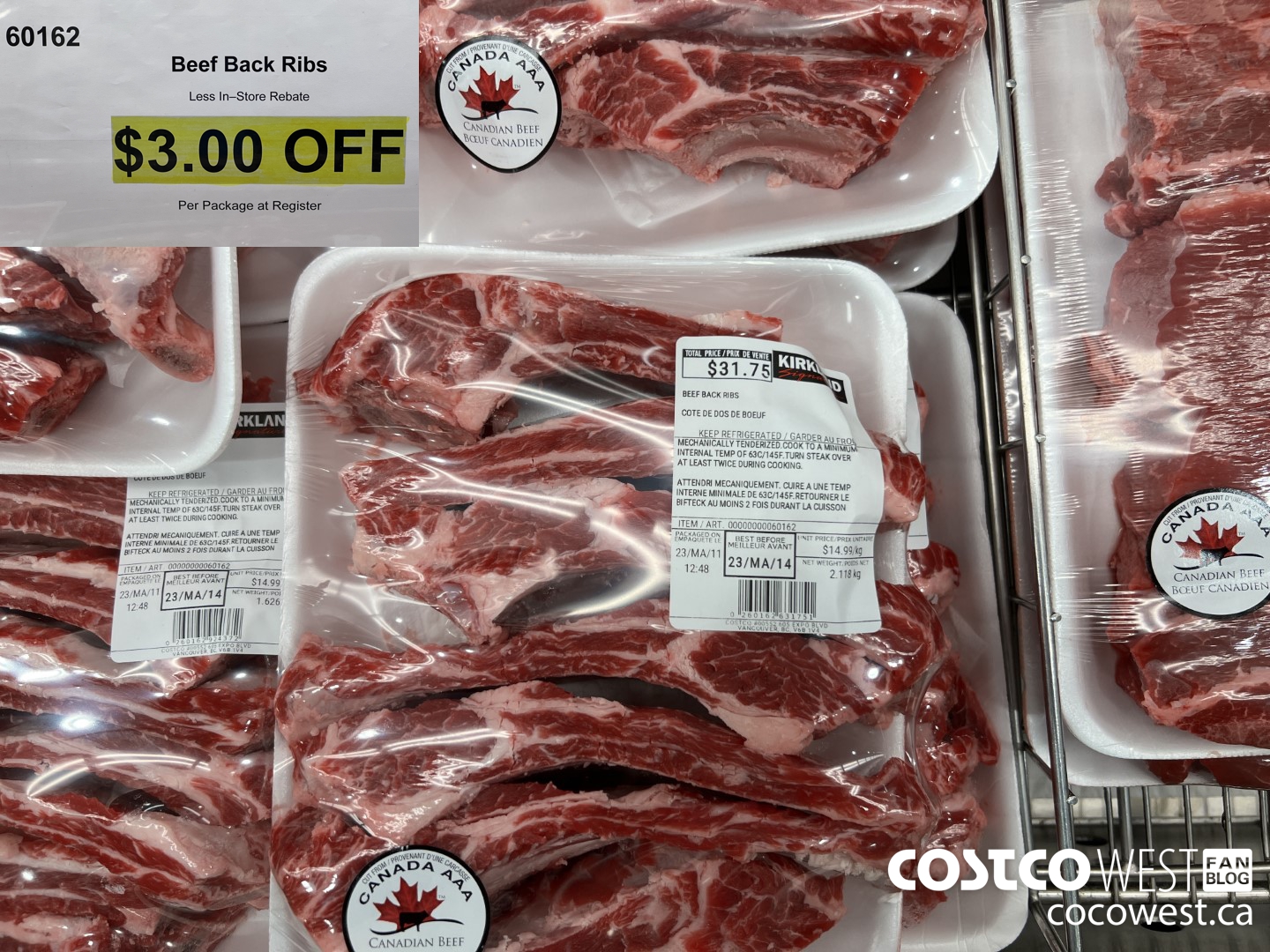 60162 Beef Back Ribs  ($3.00 INSTANT SAVINGS)