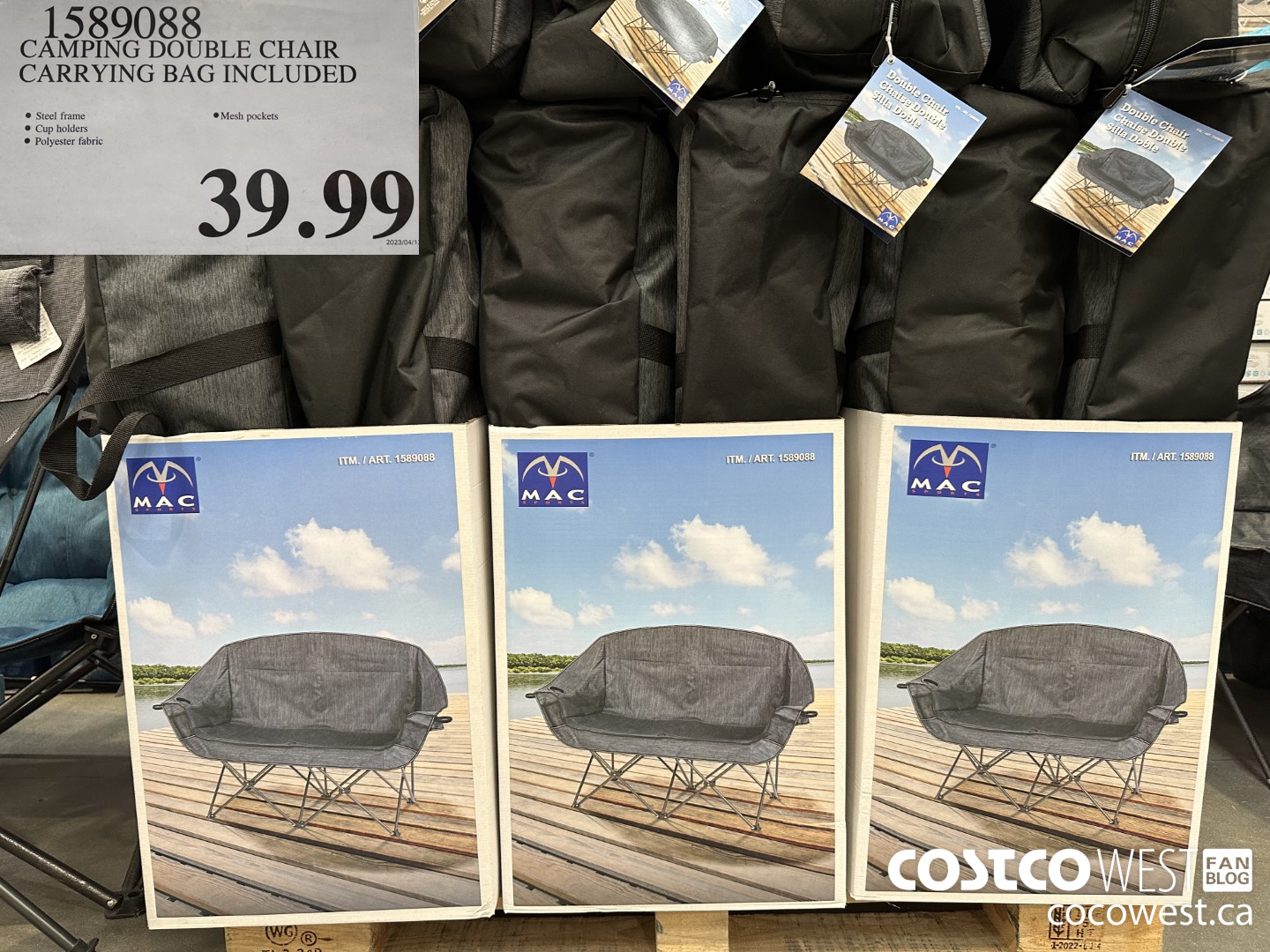 1589088 CAMPING DOUBLE CHAIR CARRYING BAG INCLUDED $39.99