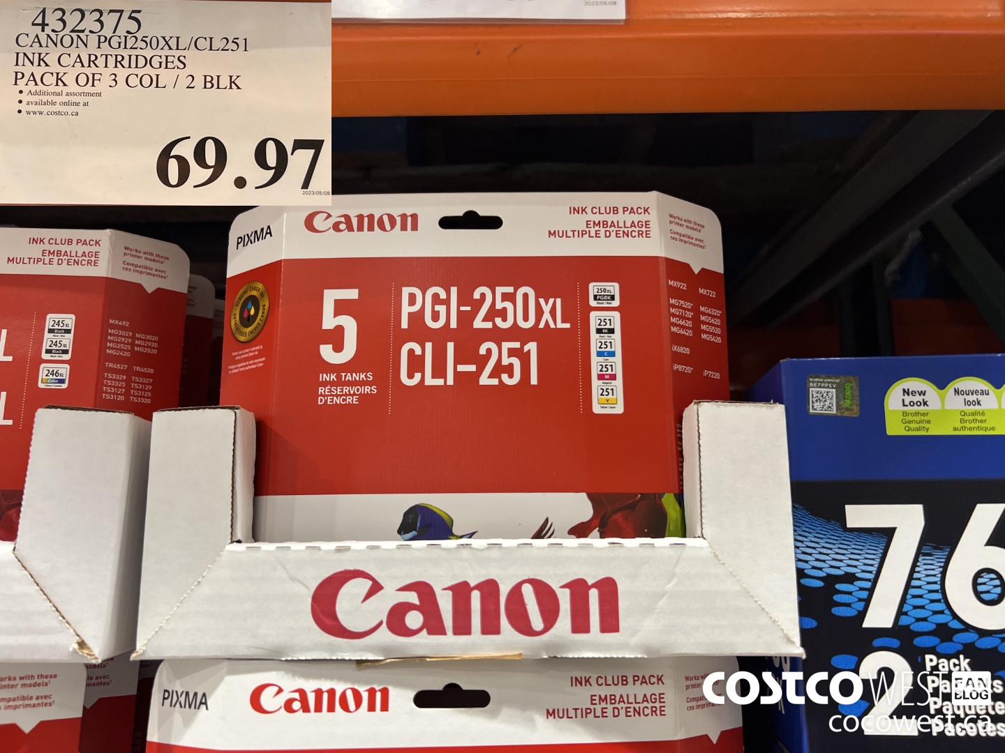 432375 CANON PGI250XL/CL251 INK CARTRIDGES PACK OF 3 COL / 2 BLK $69.97