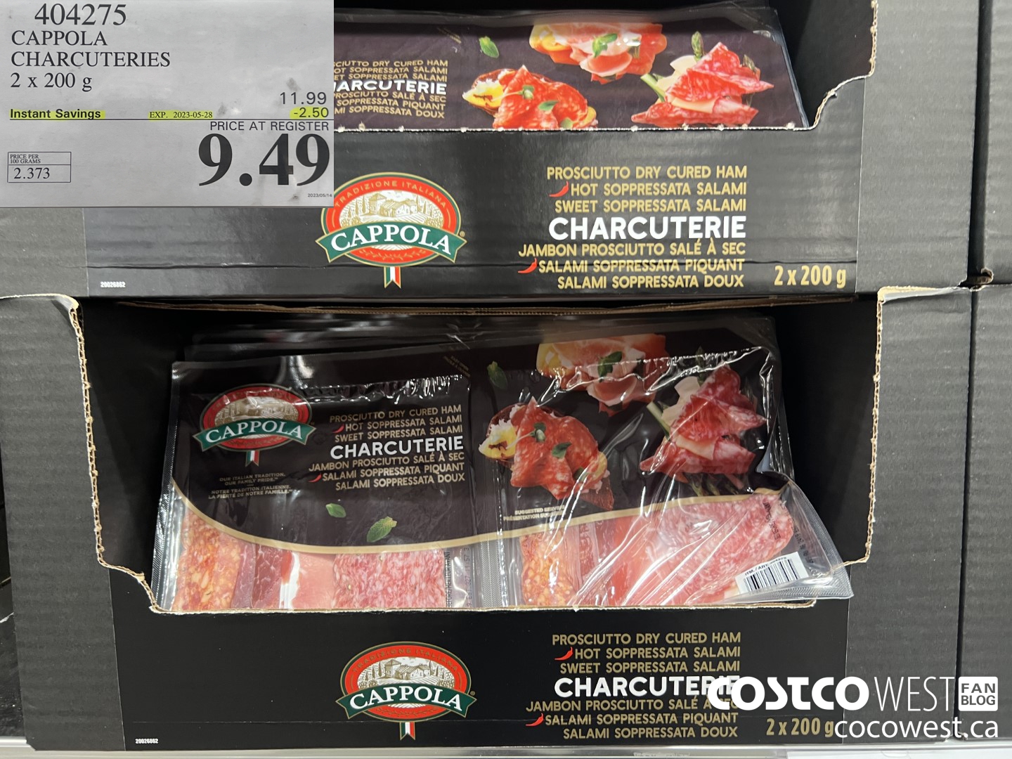 404275 CAPPOLA CHARCUTERIES 2 x 200 g ($2.50 INSTANT SAVINGS EXPIRES ON 2023-05-28) $9.49