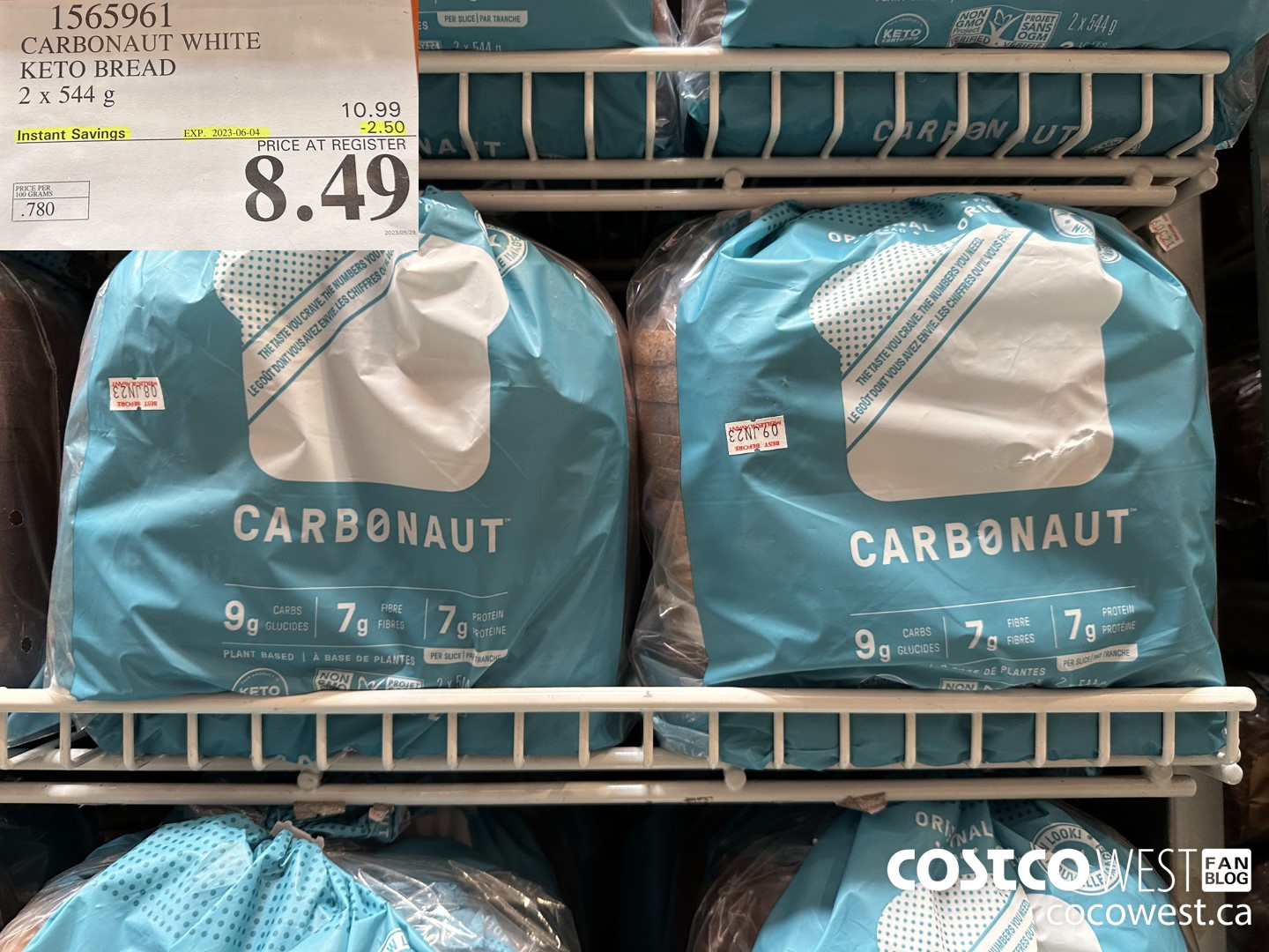 1565961 CARBONAUT WHITE KETO BREAD 2 x 544 g ($2.50 INSTANT SAVINGS EXPIRES ON 2023-06-04) $8.49