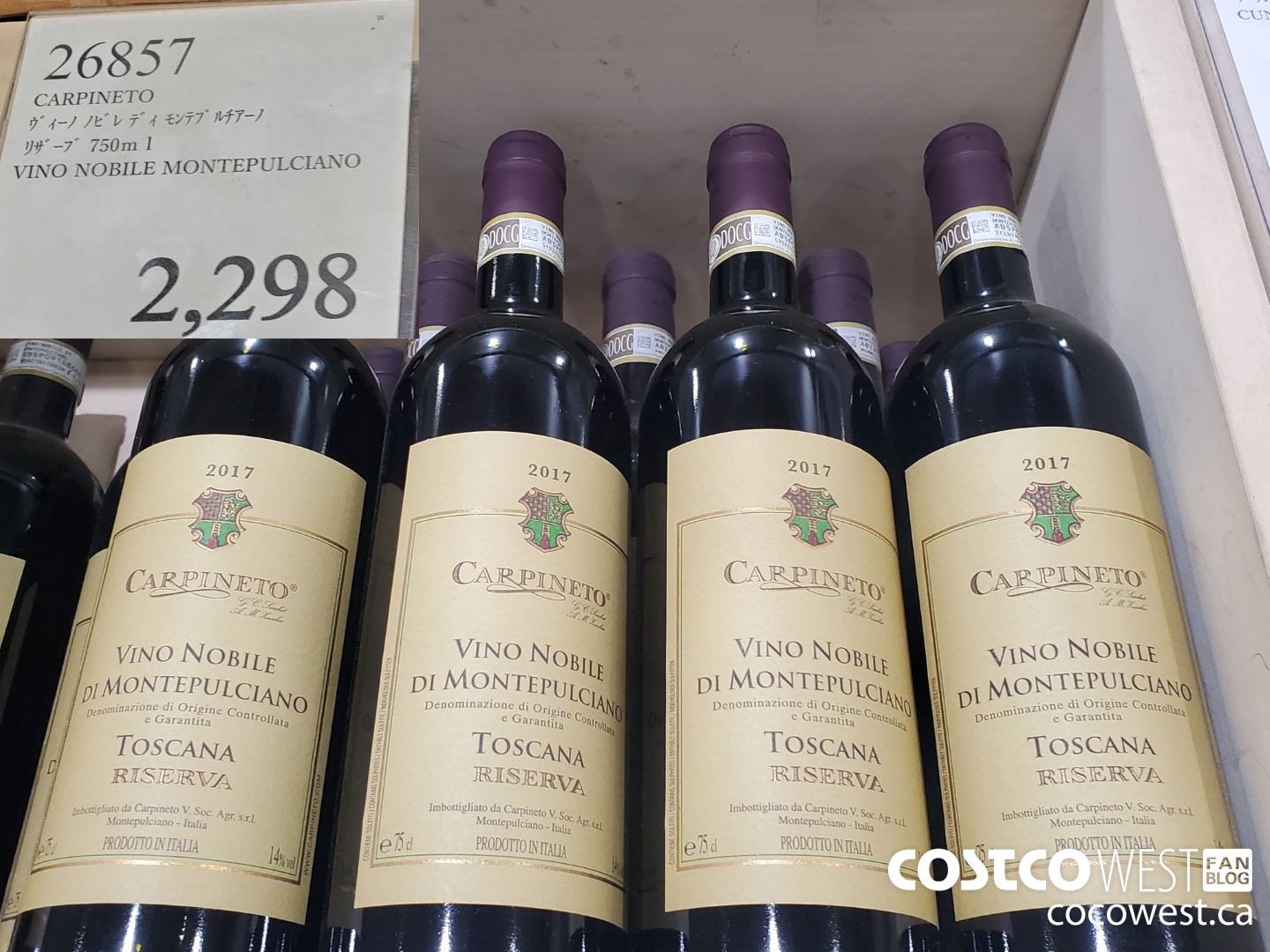 26857 CARPINETO VINO NOBILE MONTEPULCIANO 750ML $2298.00