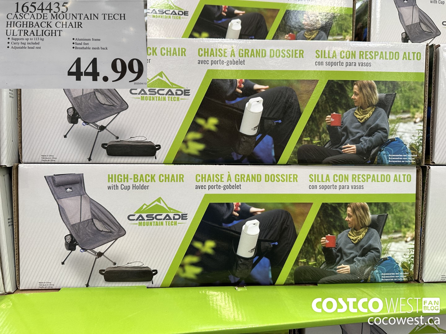 1654435 CASCADE MOUNTAIN TECH HIGHBACK CHAIR ULTRALIGHT  $44.99