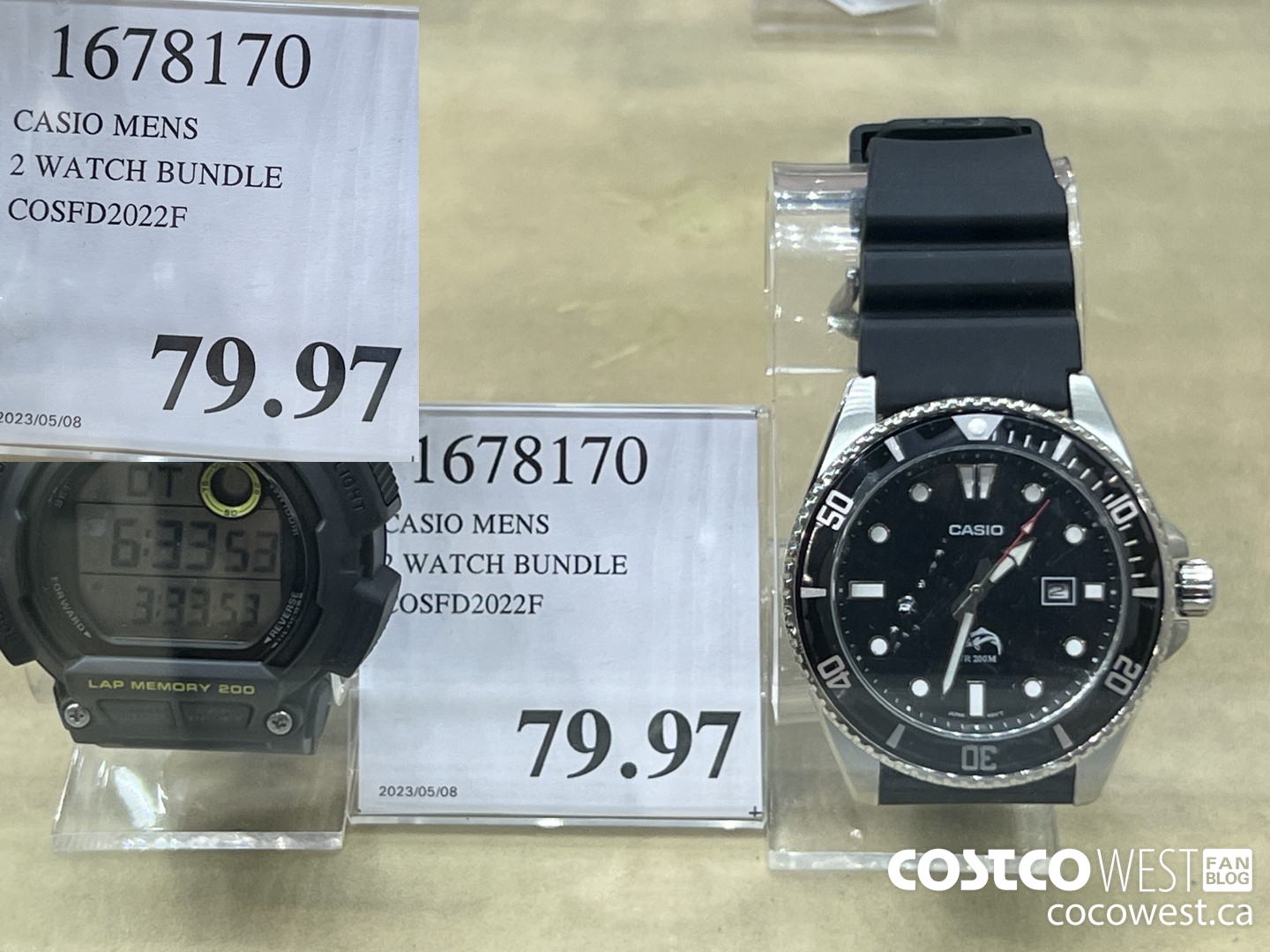 1678170 CASIO MENS 2 WATCH BUNDLE COSFD2022F $79.97