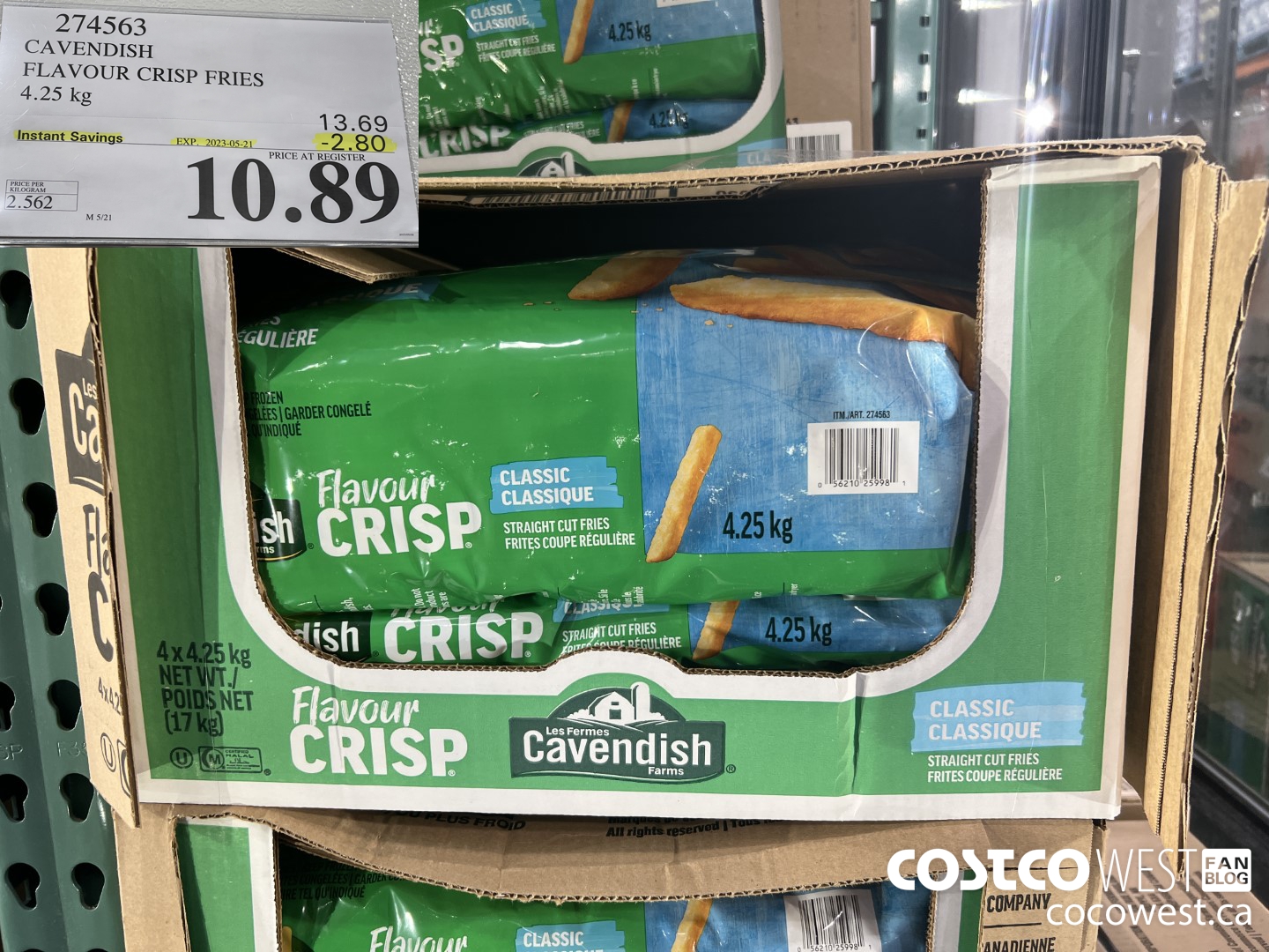 274563 CAVENDISH CRISPY COATED FRIES 4.25 KG ($2.80 INSTANT SAVINGS EXPIRES ON 2023-05-21) $10.89