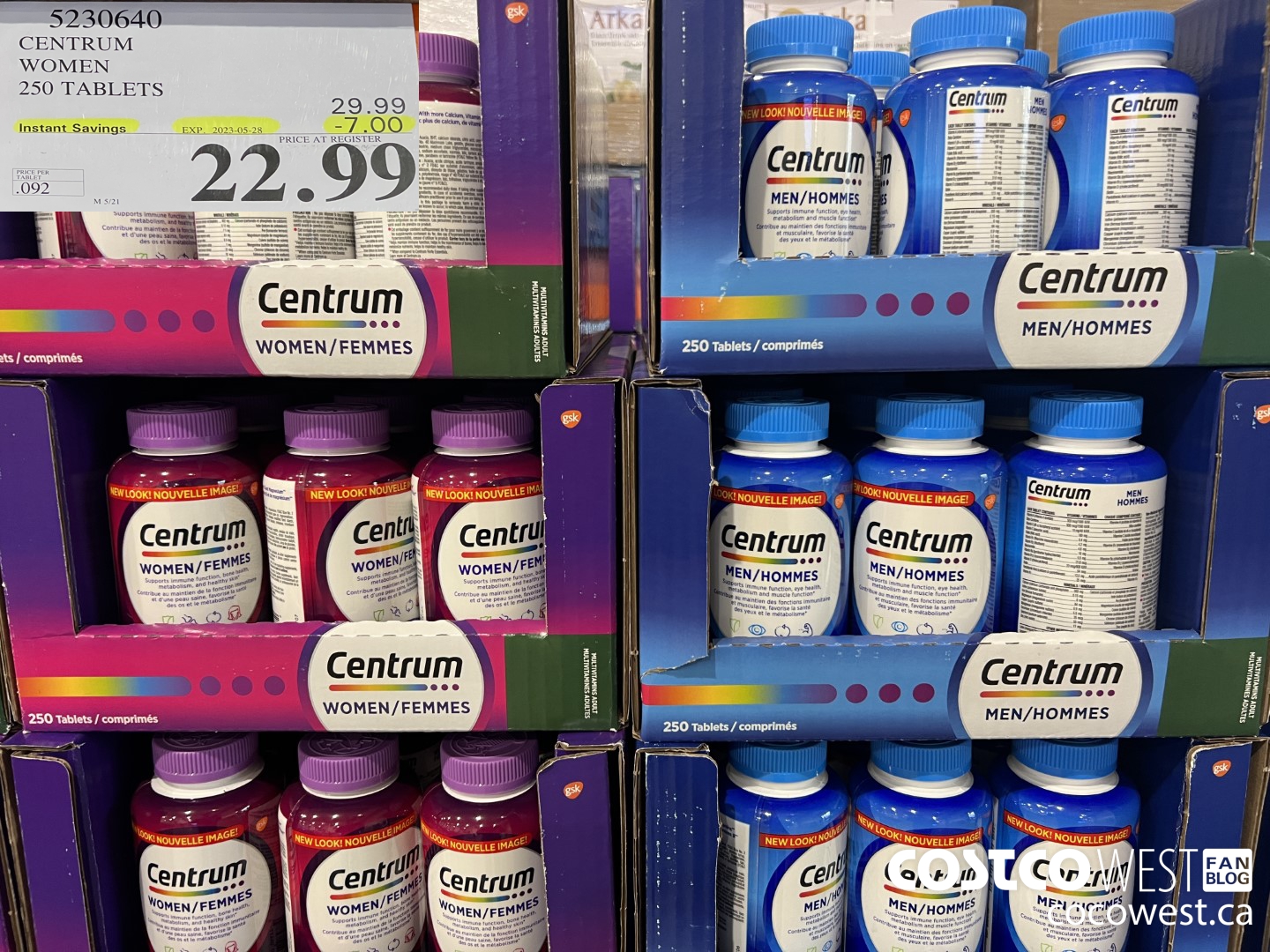 5230640 CENTRUM WOMEN 250 TABLETS ($7.00 INSTANT SAVINGS EXPIRES ON 2023-05-28) $22.99