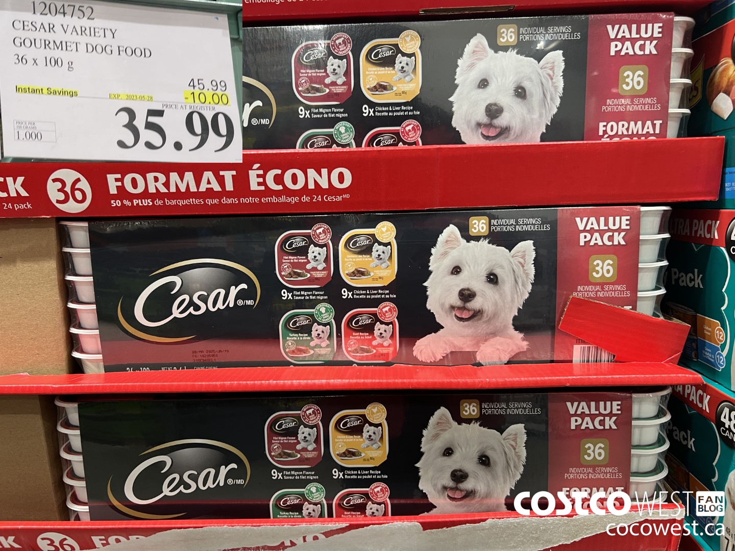 1204752 CESAR VARIETY GOURMET DOG FOOD 36 x 100 g ($10.00 INSTANT SAVINGS EXPIRES ON 2023-05-28) $35.99