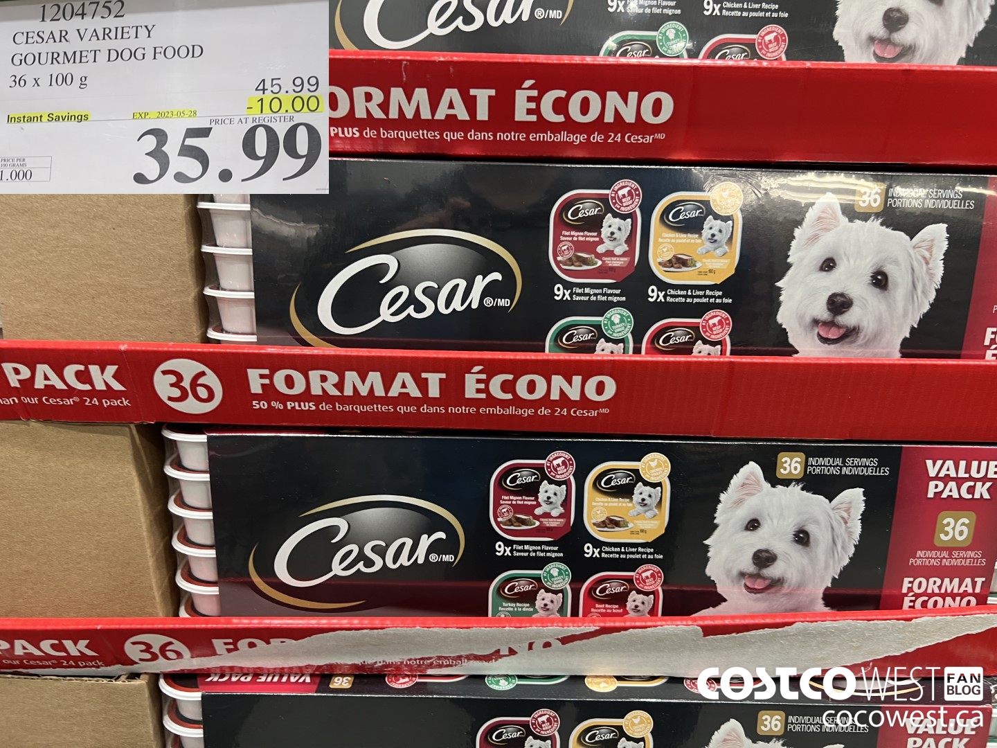 1204752 CESAR VARIETY GOURMET DOG FOOD 36 x 100 g ($10.00 INSTANT SAVINGS EXPIRES ON 2023-05-28) $35.99