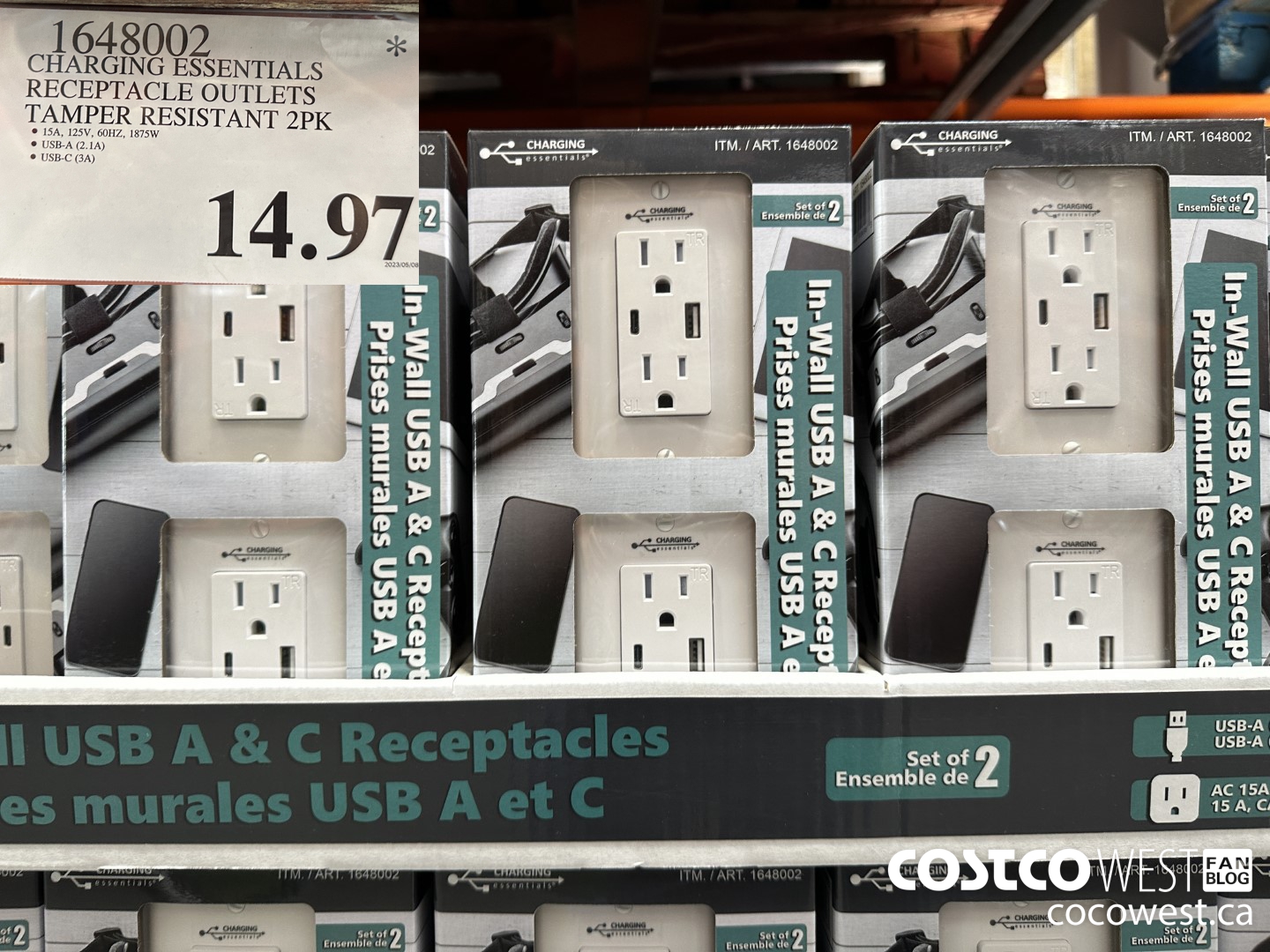 1648002 CHARGING ESSENTIALS RECEPTACLE OUTLETS TAMPER RESISTANT 2PK $14.97