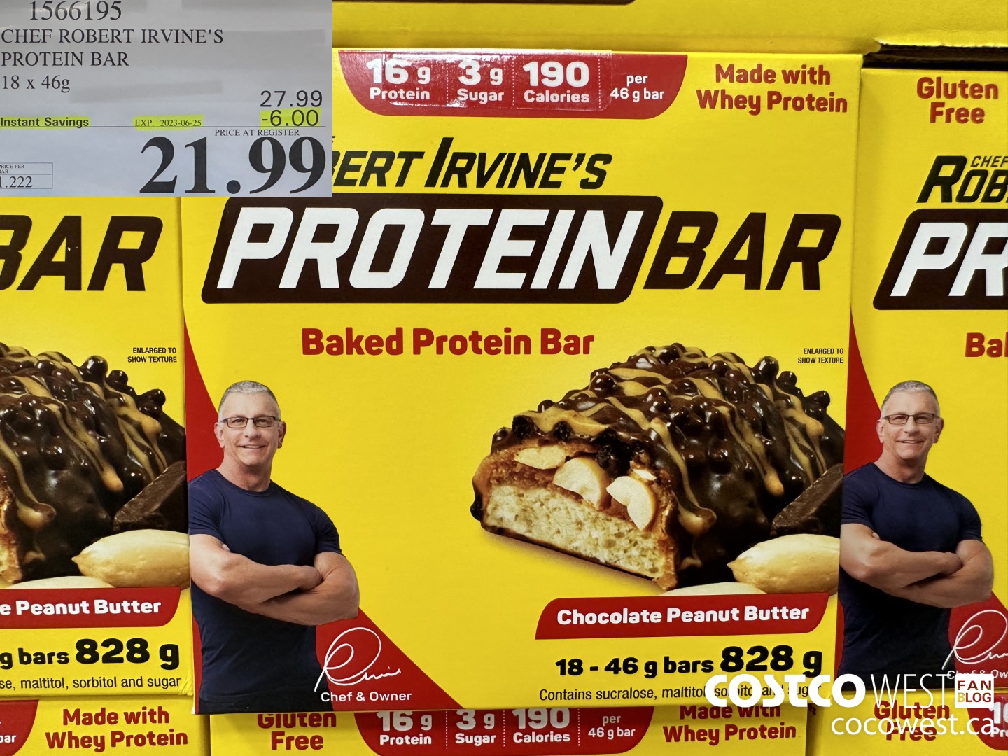 1566195 CHEF ROBERT IRVINE'S PROTEIN BAR 18 X 46G ($6.00 INSTANT SAVINGS EXPIRES ON 2023-06-25) $21.99
