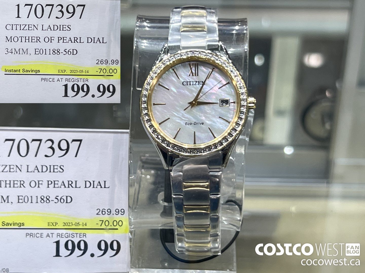 1707397 CITIZEN LADIES MOTHER OF PEARL DIAL 34MM, E01188-56E ($70.00 INSTANT SAVINGS EXPIRES ON 2023-05-14) $199.99