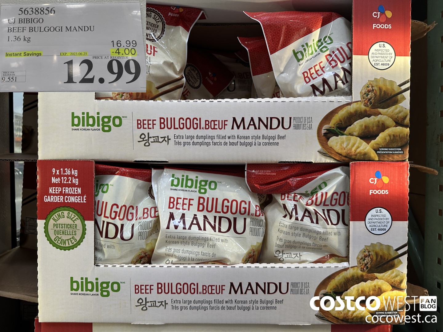 5638856 CJ BIBIGO BEEF BULGOGI MANDU 1.36 kg ($4.00 INSTANT SAVINGS EXPIRES ON 2023-06-25) $12.99