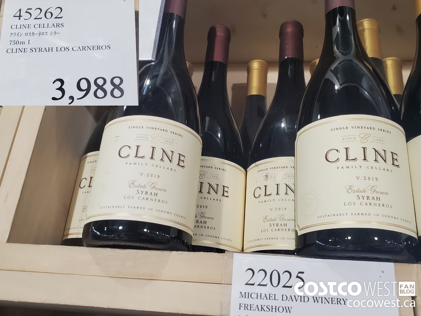 45262 CLINE CELLARS SYRAH LOS CARNEROS 750ML $3988.00