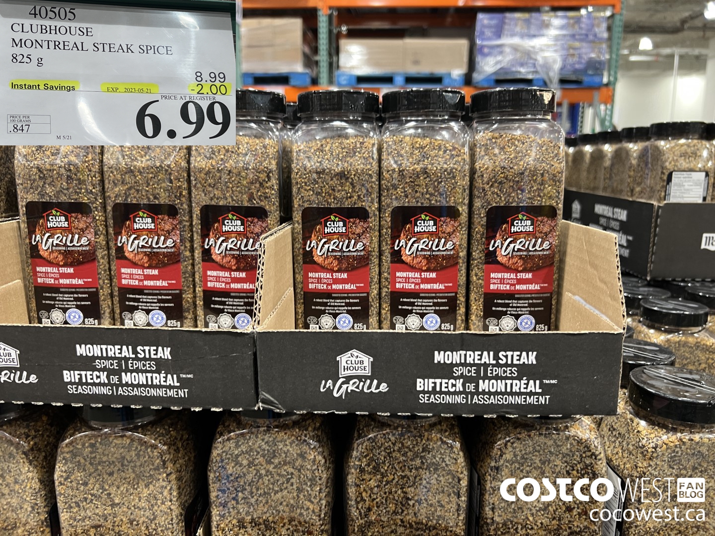 40505 CLUBHOUSE MONTREAL STEAK SPICE 825 g ($2.00 INSTANT SAVINGS EXPIRES ON 2023-05-21) $6.99