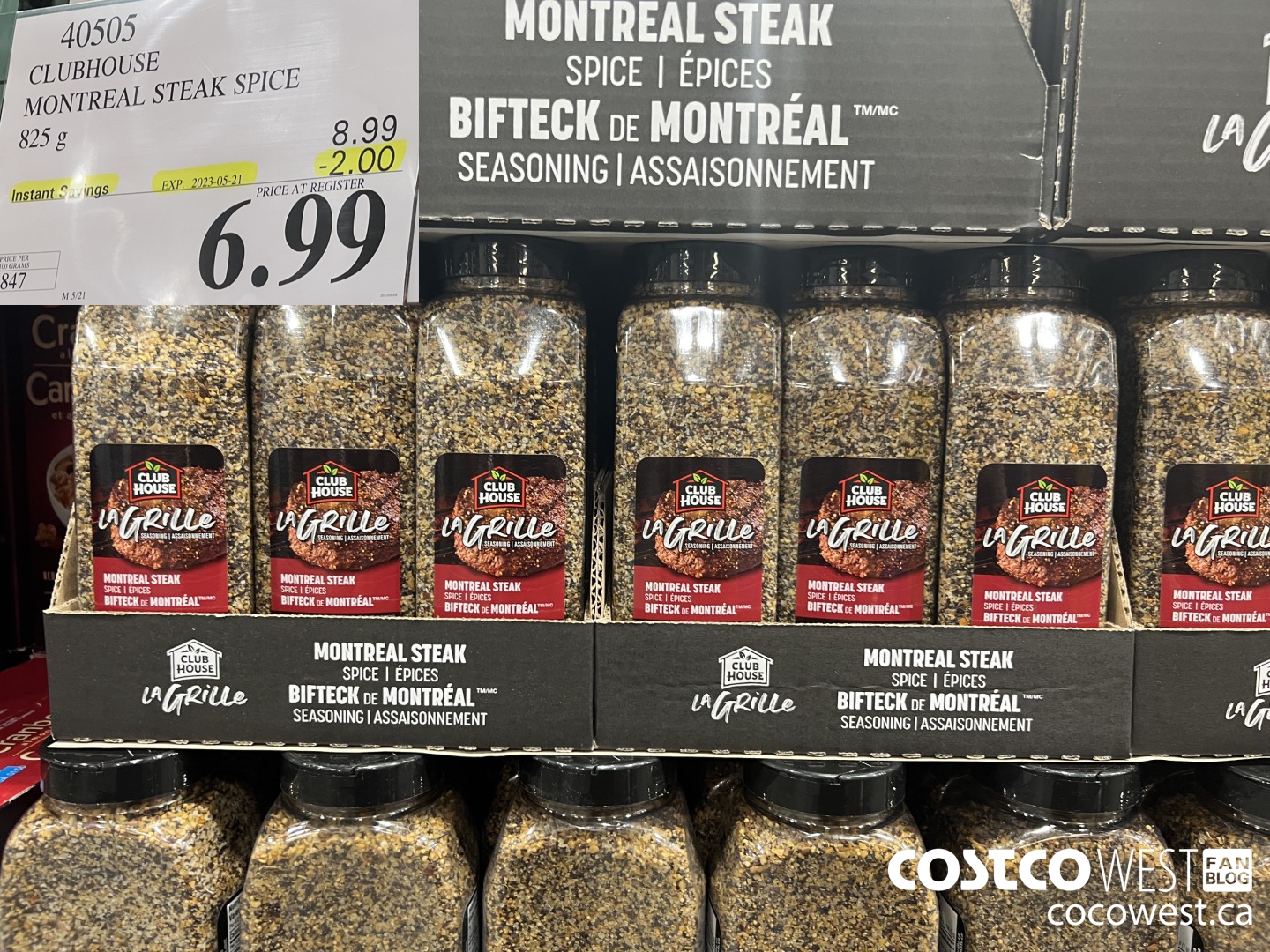 40505 CLUBHOUSE MONTREAL STEAK SPICE 825 g ($2.00 INSTANT SAVINGS EXPIRES ON 2023-05-21) $6.99