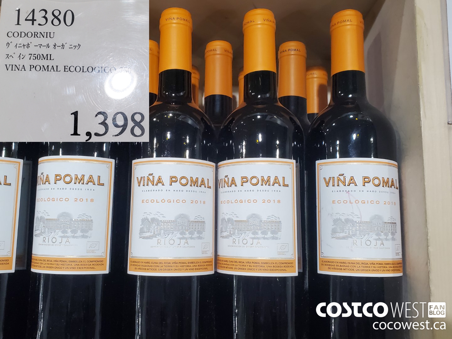 14380 CODORNIU VINA POMAL ECOLOGICO 750ML $1398.00