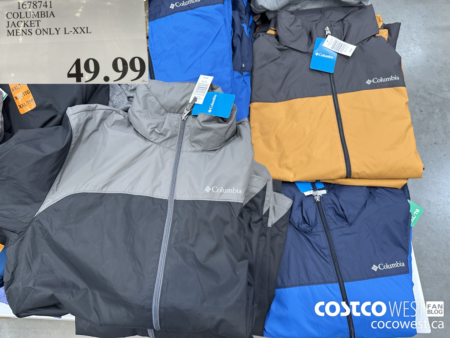 1678741 COLUMBIA JACKET MENS ONLY L-XXL $49.99