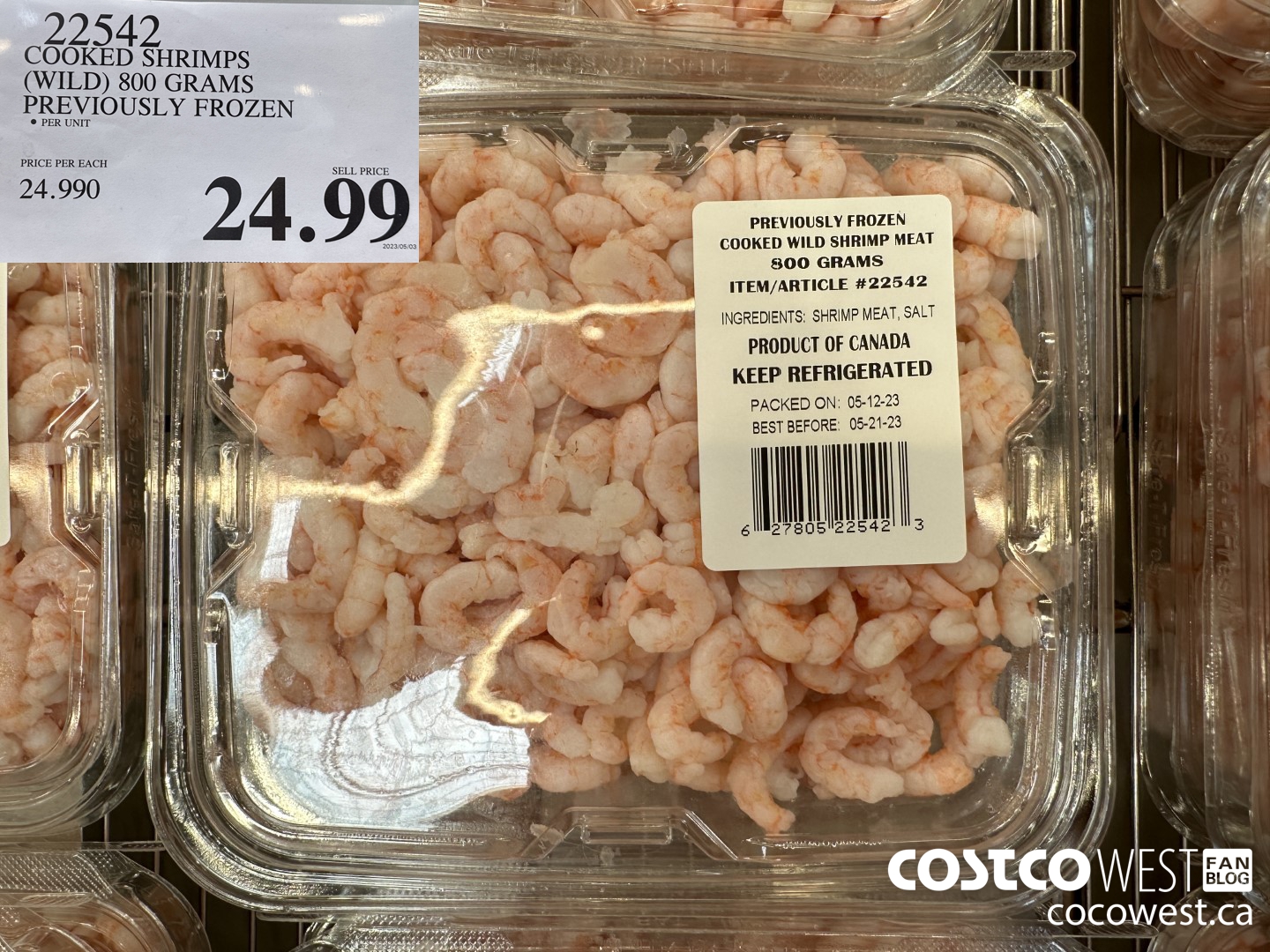 22542 COOKED SHRIMPS (WILD) 800 GRAMS PREVIOUSLY FROZEN $24.99