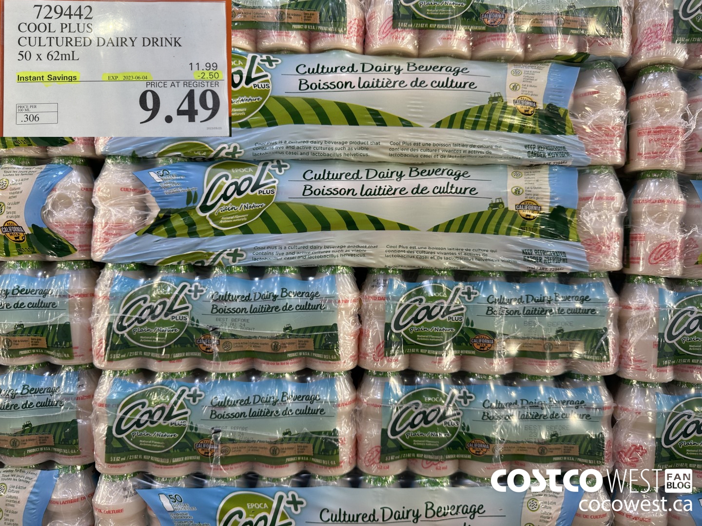 729442 COOL PLUS CULTURED DAIRY DRINK 50 x 62mL ($2.50 INSTANT SAVINGS EXPIRES ON 2023-06-04) $9.49