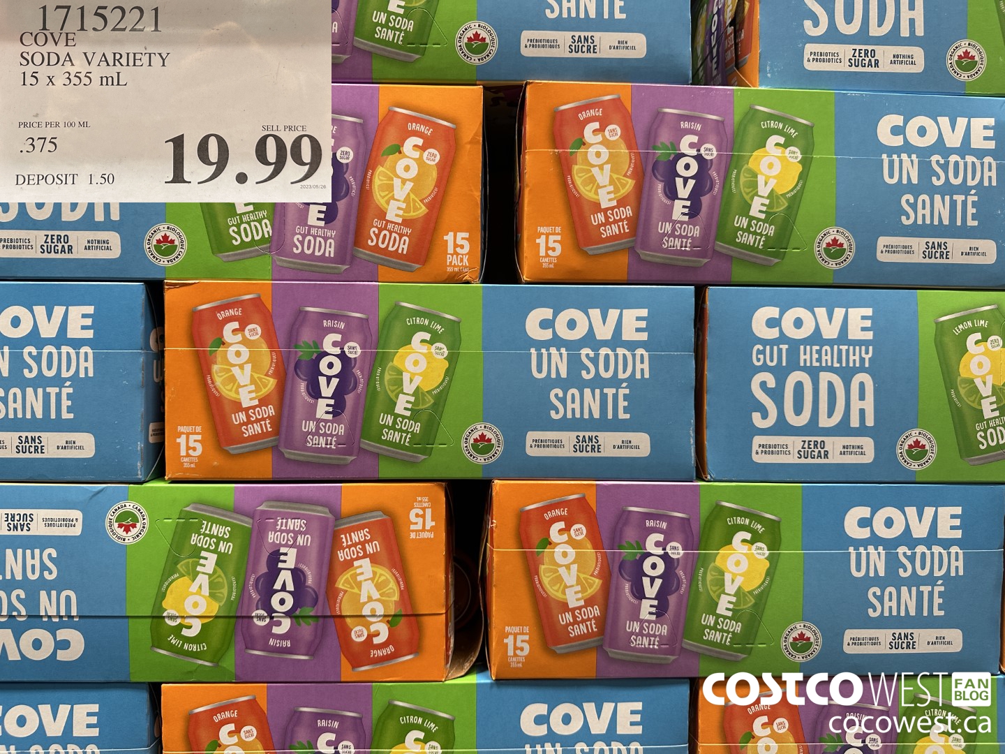 1715221 COVE SODA VARIETY 15 X 355ML $19.99