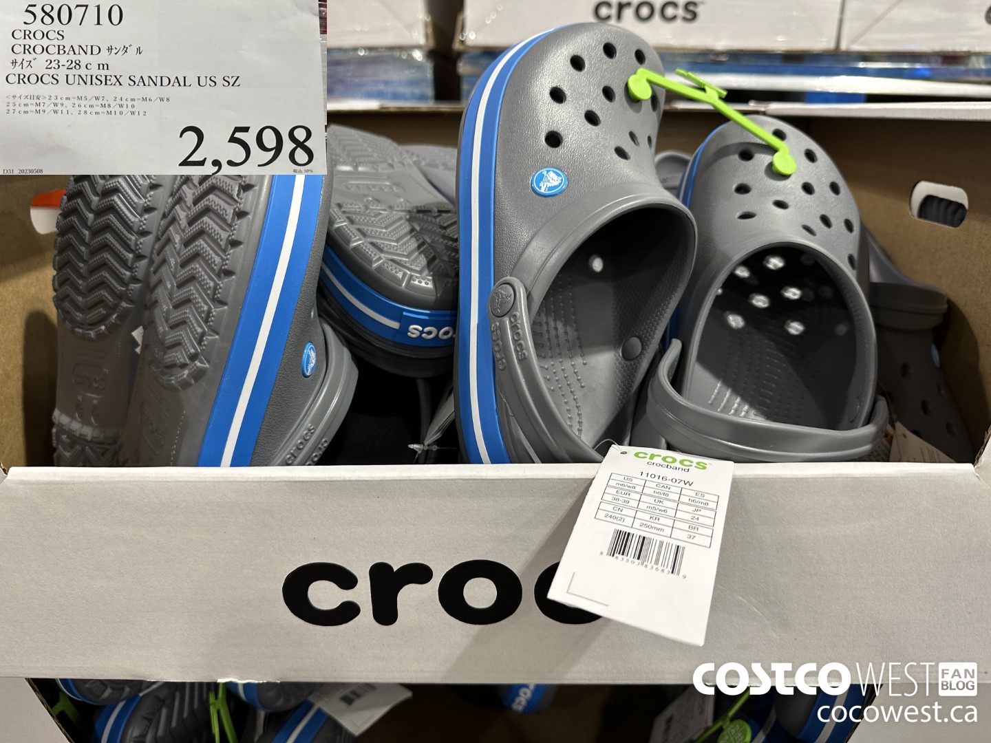 580710 CROCS CROCBAND UNISEX SANDAL US SZ 23-28CM $2598.00