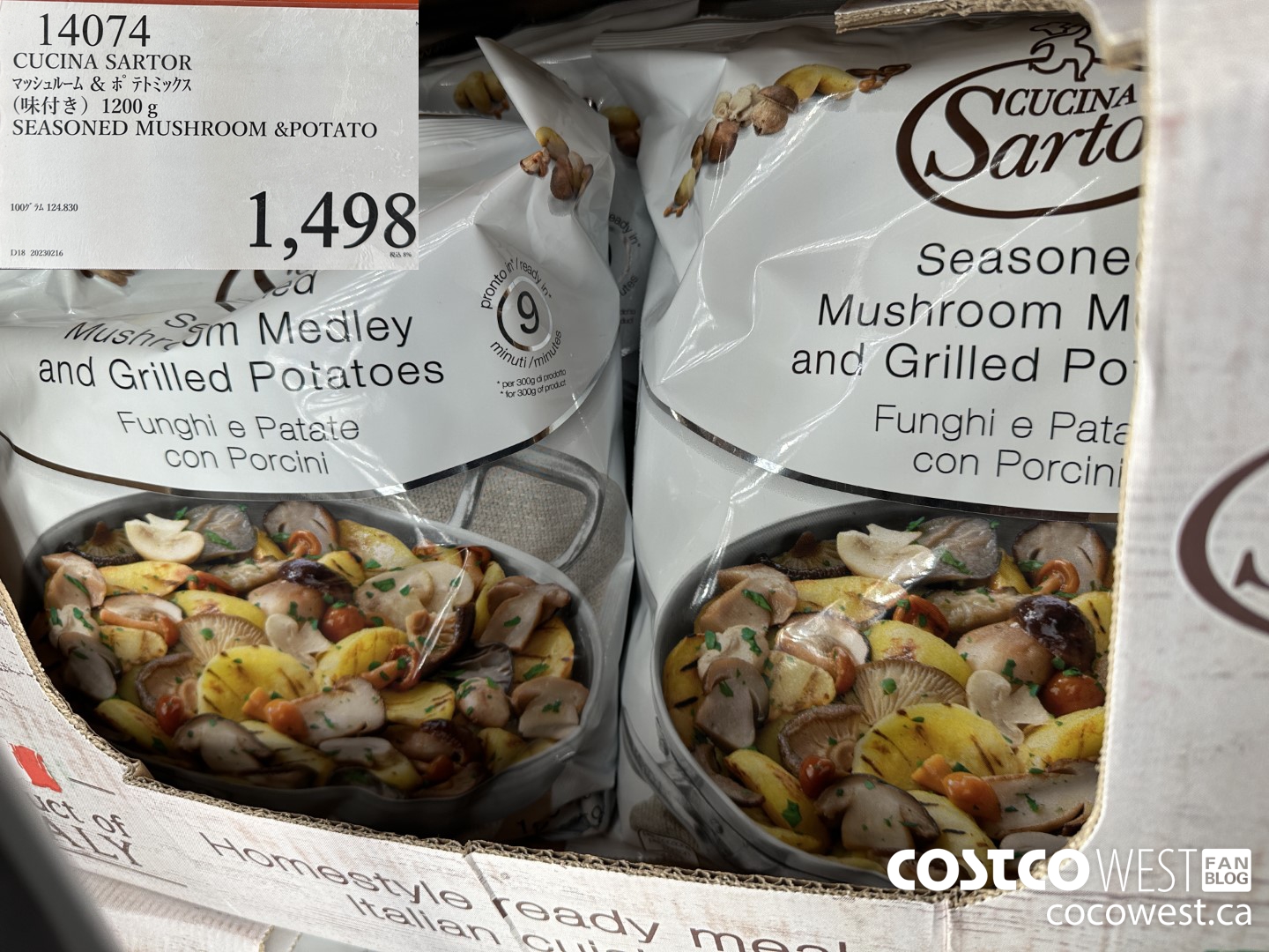 14074 CUCINA SARTOR 1200G SEASONED MUSHROOM & POTATO $1498.00